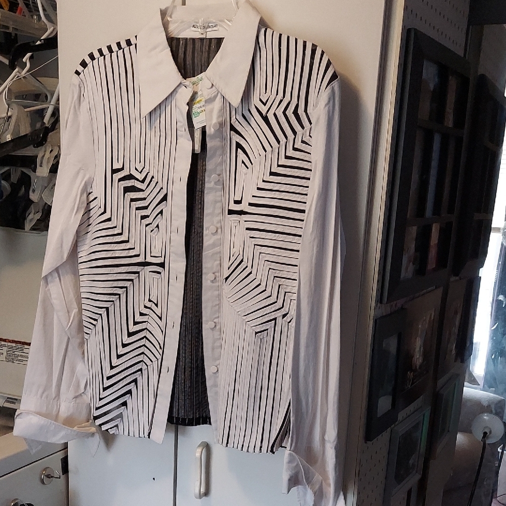 Geometric Black and White Button Down Shirt